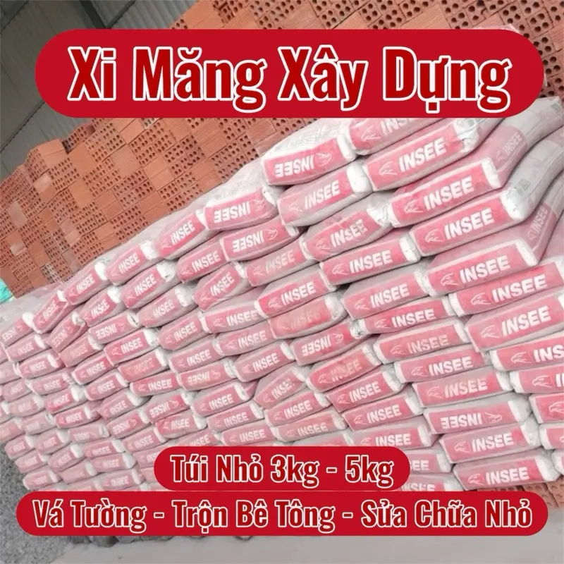 Xi Măng Đen Đóng Túi Nhỏ 1kg 3kg 5kg Trộn Vữa, Xây Sửa Đa Năng